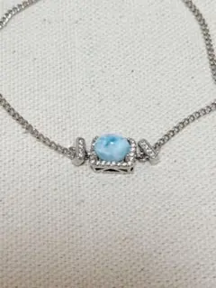 天然石ラリマー シルバー合金 アジャスター チェーンブレスレット