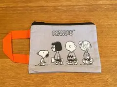 [新品・未使用] スヌーピー　コットン ポーチ　グレー　スヌーピーライン