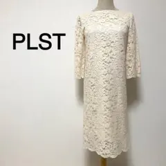 PLST ホワイトカラー 花柄総レース ワンピースドレス