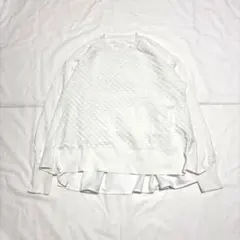 00s ペプラムトップス ふくれジャガード レイヤード風 ホワイト きれいめ