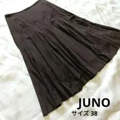 美品【JUNO】ダークブラウン フレアスカート ロングスカート スエード風