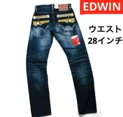 EDWIN 483XVS ストレートデニム レザー切替 サイズ28