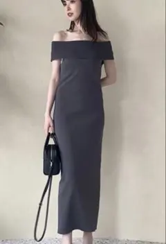 FRAY I.D オフショルダーニットワンピース　グレー