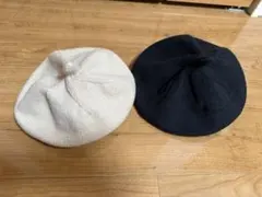 【新品】ニットベレー帽 2-6y ベージュ ブラック 2個セット
