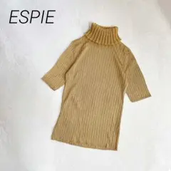 ESPIE　タートルネックリブニットトップス　半袖　レーヨン混　ラメ　五分袖のサムネイル