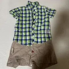 チェック柄ロンパース・カバーオール 80