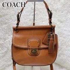稀少 美品 COACH ニューウィリス 70周年記念　2way ターンロック 茶