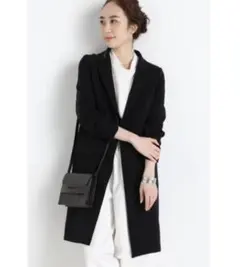 noble エステルストレッチニジュウオリコート　ブラック