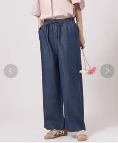 shoo-la-rue【洗える】大人の柔らかデニムワイドパンツ