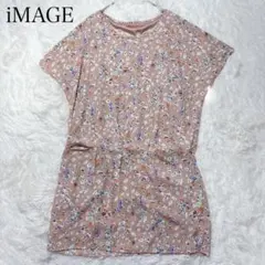 IMAGE イマージ　花柄　ワンピース M ライトブラウン フレンチスリーブのサムネイル