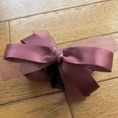 ワインレッド リボン バレッタ