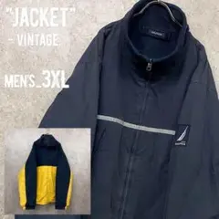 レア《ノーティカ》リバーシブル刺繍ナイロン×フリースジャケット/メンズ3XL