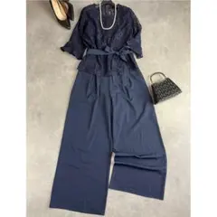 ドレスプラス コンビパンツドレス 紺 XL 大きいサイズ 結婚式 披露宴 二次会