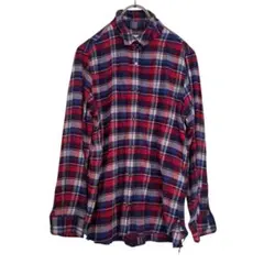 ニコアンド チェックシャツ ネルシャツ ネイビー 長袖 カジュアル 秋冬