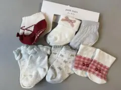 新品未使用ありpetit main ベビー靴下 6足セット　7-9cm 新生児