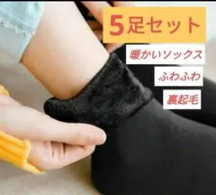 レディース 5足セット 裏起毛 黒 ストッキングソックス 靴下 まとめ売り