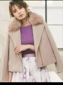 美品【Apuweiser-riche】ファー衿ウールライダースジャケット M