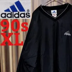 90s【adidas】アディダス 刺繍ロゴ 万国旗タグ ウィンドブレーカー XL