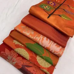 Y7190 名古屋帯　まとめセット　リメイク　菊　葡萄　花