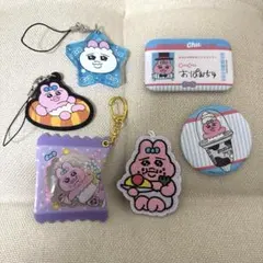 【6個セット】おぱんちゅうさぎ ストラップ キーホルダー バッジ