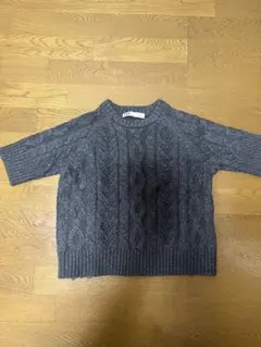 ZARA グレー ケーブルニットセーター 半袖