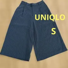 UNIQLO ガウチョパンツ ワイドパンツ ストライプ ネイビー S