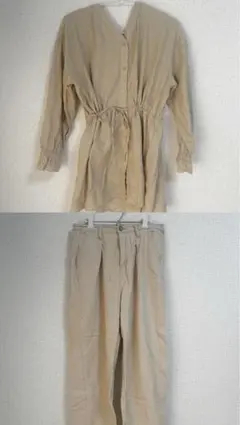 SM2 ❁⃘*.゜ベージュ ワンピース パンツ フリーサイズ セット売り 秋服