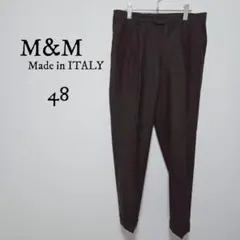 テーラードパンツ/ウール/毛/イタリア製/ダークブラウン/スラックス/上品/LL