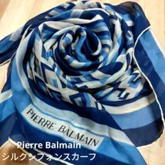 Pierre Balmain 幾何学模様☆シルクシフォンスカーフ