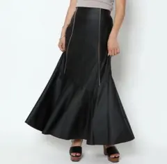 GORGE フェイクレザー マーメイドスカート 黒 ウエストゴム ロング