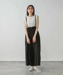 シルクライクサス付きワイドパンツ/575215