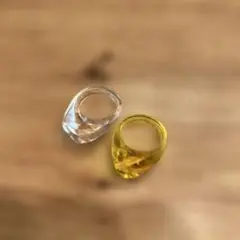 ヴィンテージ クリア＆イエローリングセット