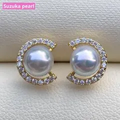 ご専用本真珠　あこや真珠直結タイプピアス　小粒5.8mm無調色水色P1140