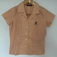KANGOL 半袖シャツ チェック柄 オレンジ　綿100%のサムネイル