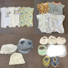 16点！ベビー60サイズ まとめ売り 夏服 ロンパース 帽子 スタイ