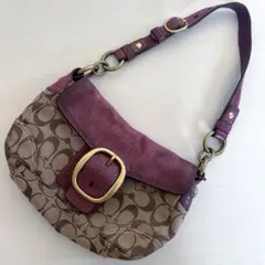 【極希少】COACH コーチ シグネチャー スエード×レザー ショルダーバッグ