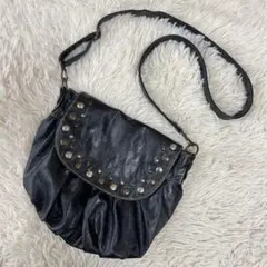 y2k Studded Black Leather Shoulder Bagのサムネイル