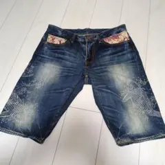 ETERNAL エターナル ペイント クラッシュリペア 和柄 デニム　32インチ