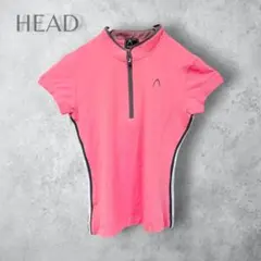 新品タグ付　【HEAD ヘッド】　半袖シャツ　テニス　ハーフジップ　ピンク　Mのサムネイル