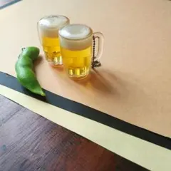 【プライズ】生ビール 枝豆 ミニチュア フィギュア 食品サンプル キーホルダー