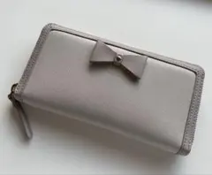 Kate Spade リボン付き長財布ライトグレー