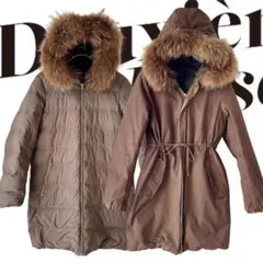 Deuxieme Classe ファー付リバーシブル ブラウンダウンコート36M