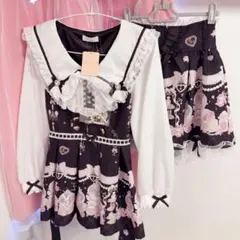 リズリサRomantic Cosmetics柄セットアップブラック黒 - メルカリ