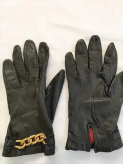 20487✨HERMES エルメス ケリー金具 レザー グローブ 手袋 ブラック