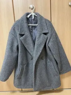 グレー シャギーミドルコート