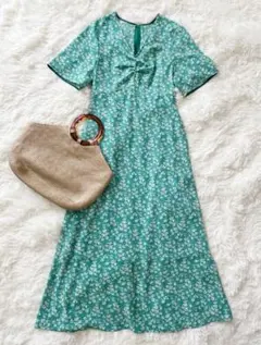 エメルリファインズ 花柄 Vネック 半袖フレアワンピース　ロペ　iena