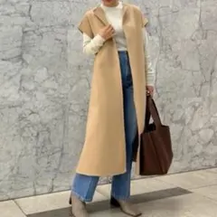 【23AW】ミラオーウェン　ニットロングジレ　ベージュ