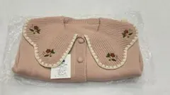 ピンク 花柄刺繍 フリル襟 カーディガン