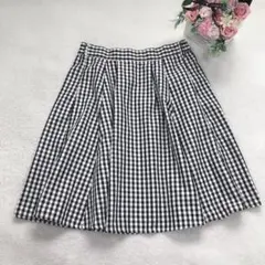 アースミュージック＆エコロジー ギンガムチェックスカート フレア タック 可愛い
