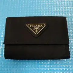 PRADA プラダ ナイロン×サフィアーノレザー キーケース 黒